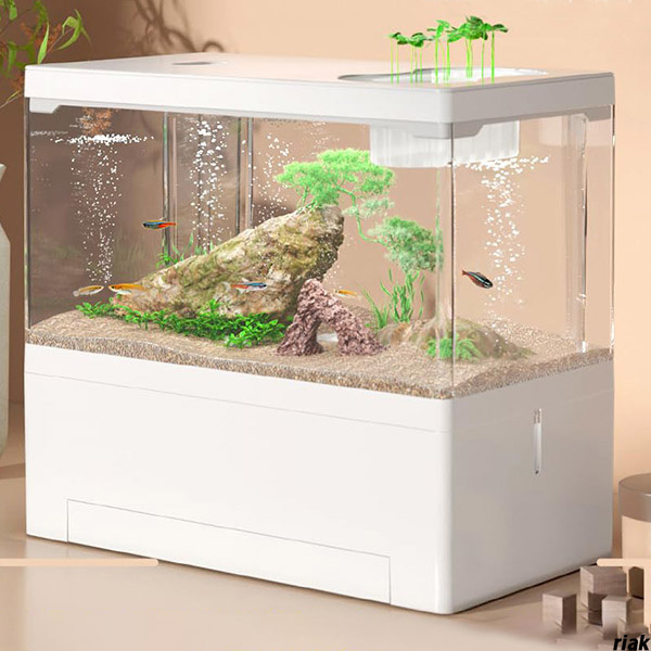 【高品質な透明アクリルタンクで高透過率】 初心者向け LED付き小型水槽セット ホワイト 魚飼育 初心者 アクアリウム コンパクト