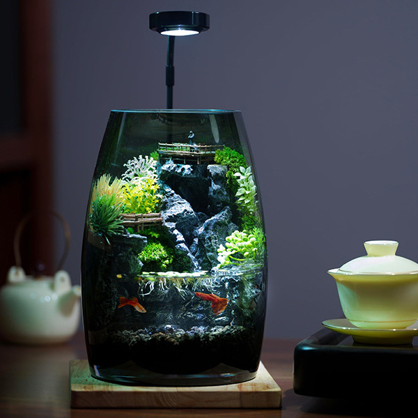 【アクアリウムのデコレーションやミニチュア水景作りに最適】 リアル景観×木製台座 癒し系ミニアクアリウム おしゃれ 小型 水槽