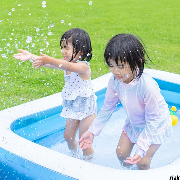 【家族みんなで楽しめる!家庭用ビニールプール】 大型ビニールプール 幅200cm 子供用 ベランダ 庭 夏の水遊び コンパクト収納