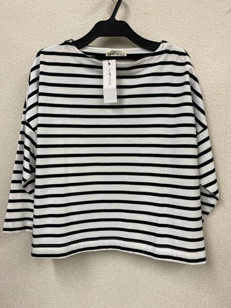 ♪ 送料無料 スミスタイル SUMI STYLE 新品8,800円 白×黒ボーダー Tシャツ 幅広 サイズF SUM1 STYLE