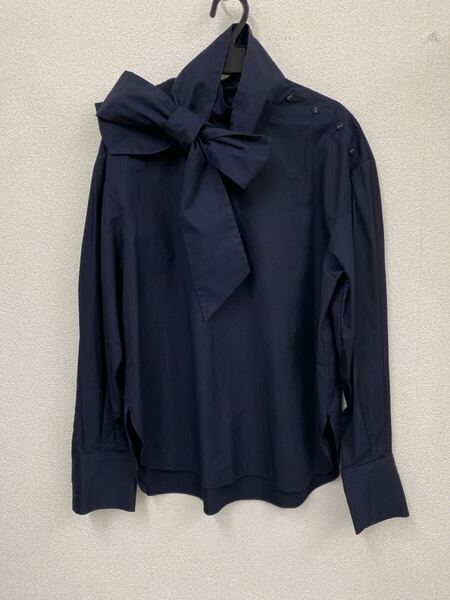 ♪ 送料無料 ルシェルブルー LE CIEL BLEU ボウタイ取り外し可能 プルオーバー ブラウス 濃紺 cotton100% 36