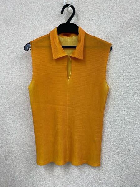 ♪ 送料無料 プリーツプリーズ 美品 ノースリーブ ブラウス 襟付き タンクトップ サイズ3 PLEATS PLEASE ISSEY MIYAKE イッセイミヤケ
