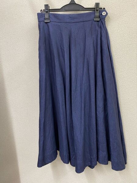 ♪ 送料無料 コットンハウスアヤ 麻100% ゴム入り ロングスカート M Cotton House Aya Yesterday Cross 美品