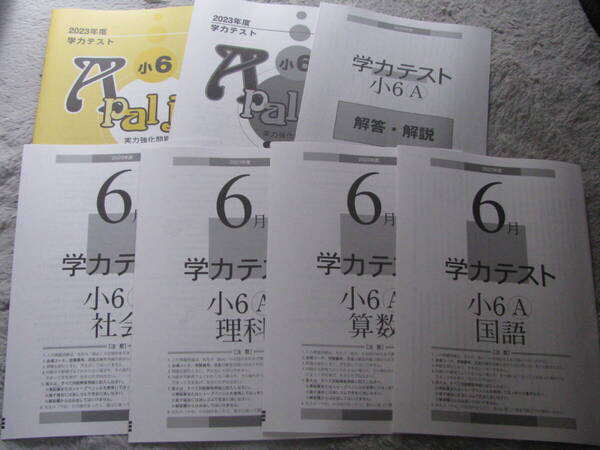 学力テスト小6A(標準版4科目) 2023年度6月号+実力強化問題集 Apal jr.+解答用紙+解答解説 育伸社 未使用品 送料無料!
