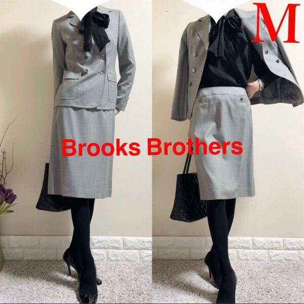 ブルックスブラザーズ Brooks Brothers 高級 ビジネススーツ ダブルジャケット セットアップ スーツ 通年 M グレー系 織り生地