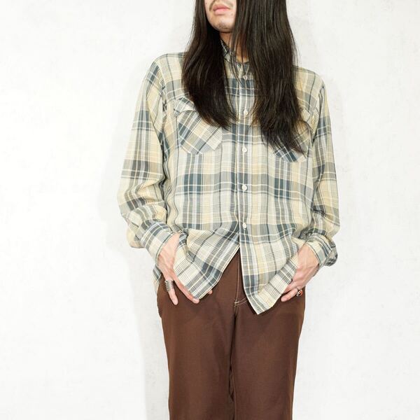USA VINTAGE LEVI’S CHECK PATTERNED DESIGN WORK SHIRT/アメリカ古着リーバイスチェック柄デザインワークシャツ