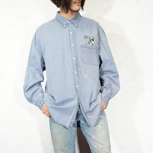 USA VINTAGE BIG DOGS COCK DOG EMBROIDERY DESIGN BD SHIRT/アメリカ古着ビッグドッグスコックわんこ刺繍デザインボタンダウンシャツ