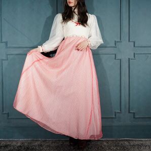 *SPECIAL ITEM* 60’s 〜70’s USA VINTAGE /60年代〜70年代アメリカ古着チェック柄レースデザインシフォンドレスワンピース