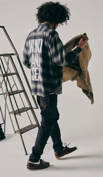 WIND AND SEA チェックネルシャツ Sサイズ GRAY × BLACK ウィンダンシー