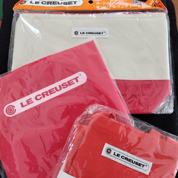 新品未開封 LE CREUSET ル・クルーゼ エコバッグ&保冷バッグ&ショルダートート セット レッド 当選品 ノベルティ 非売品 ランチトート