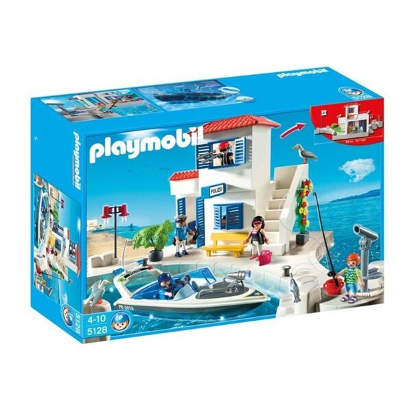 新品 PLAYMOBIL 5128 港の警察署とスピードボート プレイモービル
