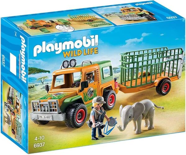 新品 PLAYMOBIL 6937 象を乗せたレンジャーのトラック プレイモービル