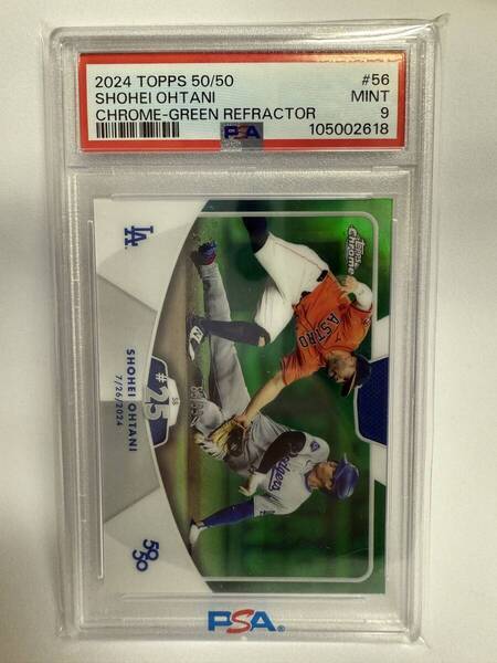【世界99枚限定PSA9】2024 TOPPS 50/50 大谷翔平 CHROME GREEN REFRACTOR #56