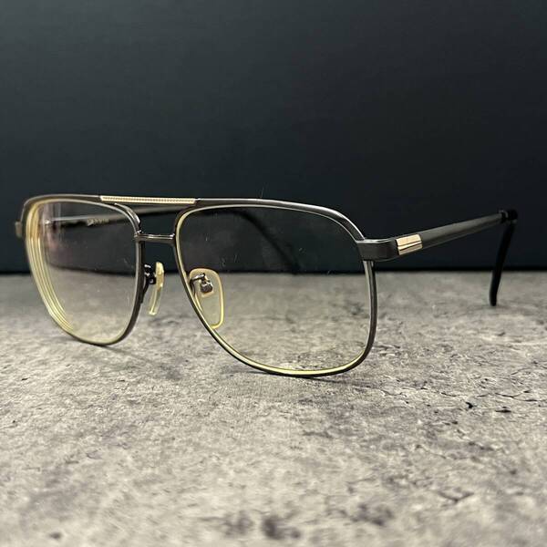 ◆LANVIN PARIS ランバン ヴィンテージ 眼鏡フレーム メガネ ツーブリッジ ティアドロップ Ti-P 35-805 58□14-145 チャコール メンズ