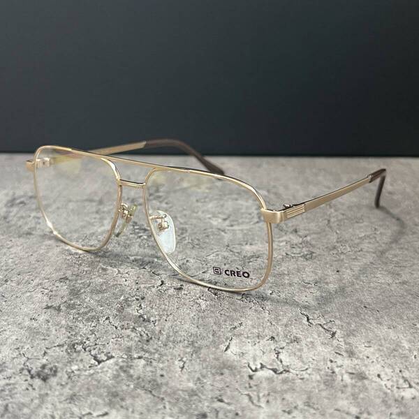 ◆CREO クレオ ヴィンテージ 眼鏡フレーム メガネ ツーブリッジ 20KGP 54□14-140 メンズ 男性用 昭和レトロ デッドストック 未使用品