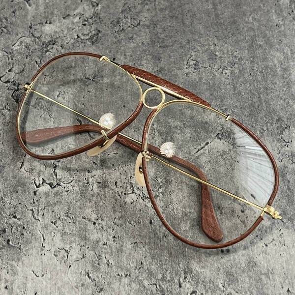 ◆B&L Vintage Ray-Ban USA ボシュロム社製 ヴィンテージ レイバン サングラス レザー巻き シューター ゴールド×ブラウン レア