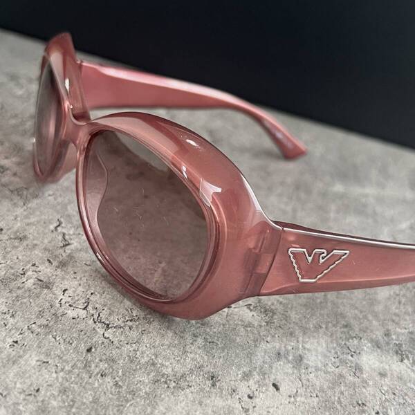 ◆EMPORIO ARMANI エンポリオアルマーニ イーグルロゴ入りテンプル サングラス ピンクベージュ系 レディース 女性用