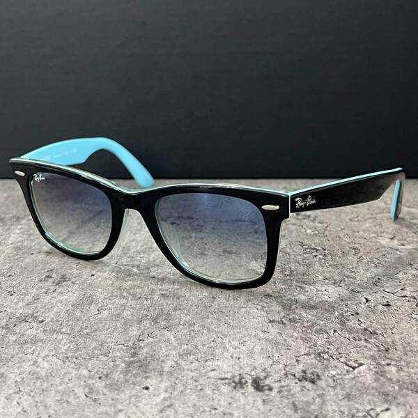 ◆Ray-Ban レイバン サングラス ウェイファーラー WAYFARER RB2140-F 1001/3F 52□22 ブラック×ライトブルー 希少カラー