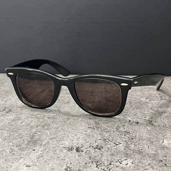 ◆B&L Vintage Ray-Ban USA ボシュロム社製 ヴィンテージ レイバン サングラス ウェイファーラー1 芯無し ※レンズ度入 エボニィブラック