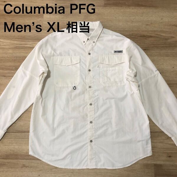 【送料無料】Columbia PFG長袖シャツ白 メンズXLサイズ相当 コロンビアフィッシングシャツアウトドア登山