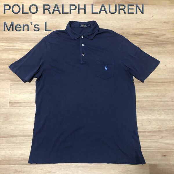 【送料無料】POLO RALPH LAUREN 半袖ポロシャツ ネイビー メンズLサイズ ポロラルフローレン