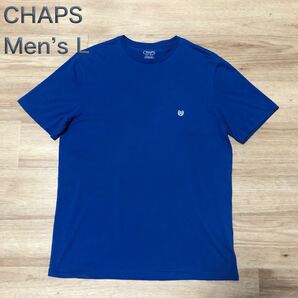 【送料無料】CHAPS半袖Tシャツ青 メンズLサイズ チャップスラルフローレンRalph Lauren ロゴ刺繍