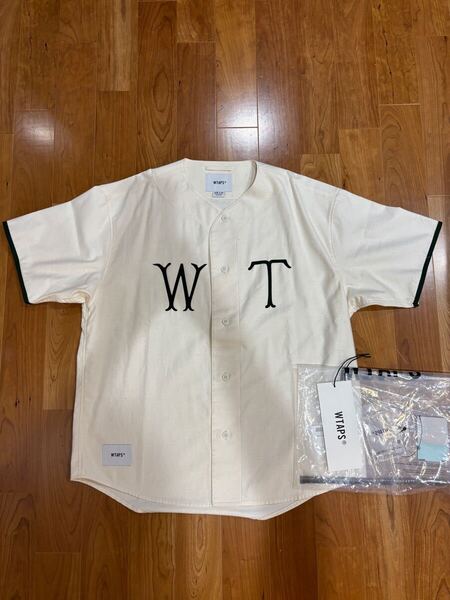 【送料無料】サイズ3 WTAPS ダブルタップス 24SS LEAGUE SS COTTON SATIN SPINA ベースボールシャツ 241TQDT-SHM05 ホワイト