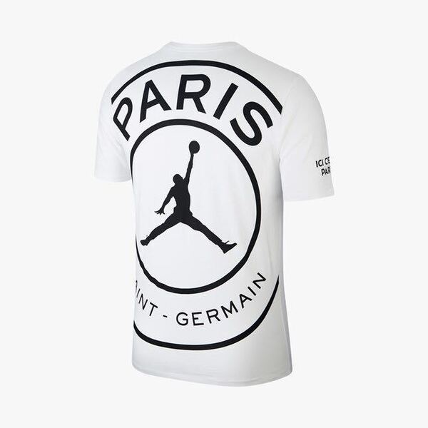 ★新品 L NIKE AIR JORDAN×PSG WHITE ロゴ Tシャツ ナイキ パリサンジェルマン ジョーダン PARIS SAINT GERMAIN LOGO T-SHIRT BCFC