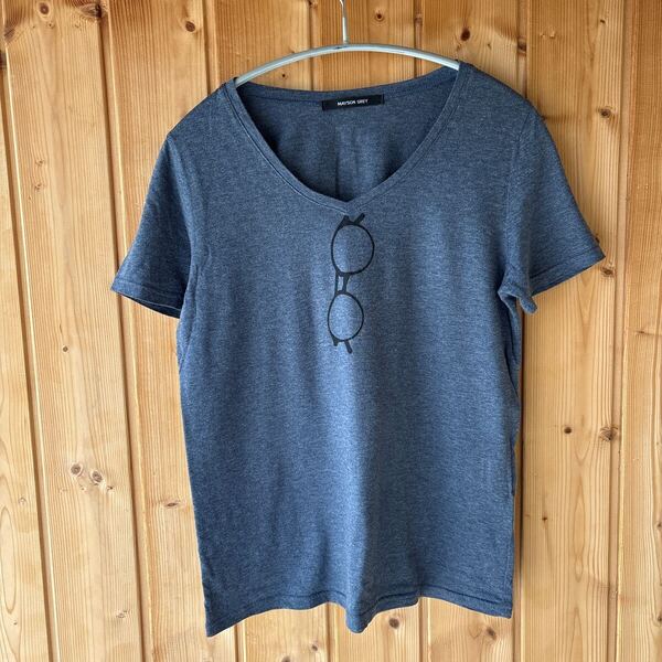 ★MAYSON GREY(メイソングレイ)ネイビーグレー系 眼鏡プリントTシャツ★