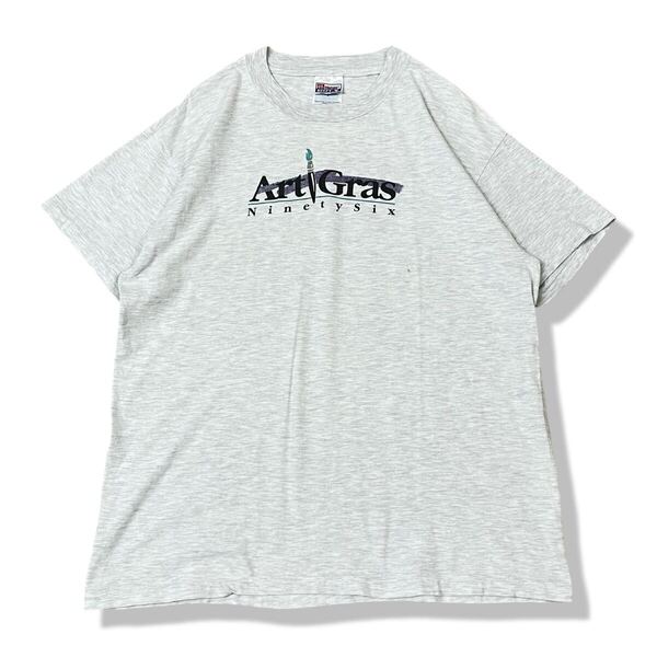 【90s】USA製 Art Gras アートイベント 記念Tシャツ ホワイト L 半袖 Hanes ヘインズ Beefy-T シングルステッチ ビンテージTシャツ 古着