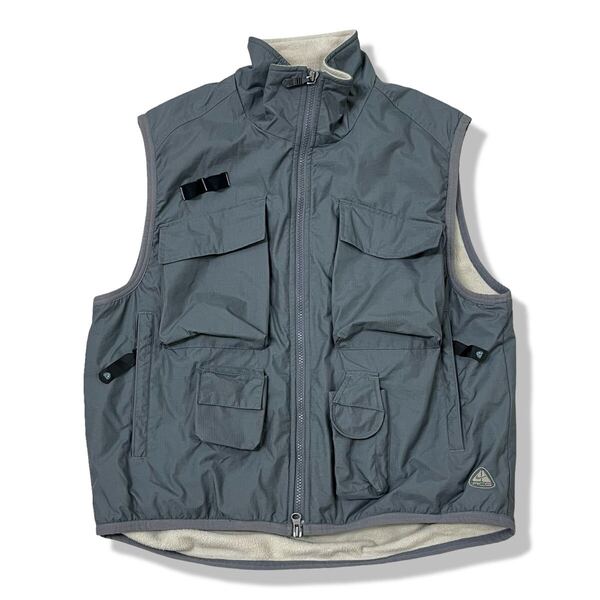 【90s】NIKE ACG(ナイキエーシージー) ウォーターレジスタント ナイロン テックベスト グレー M 耐水 耐風 オールコンディションギア 古着