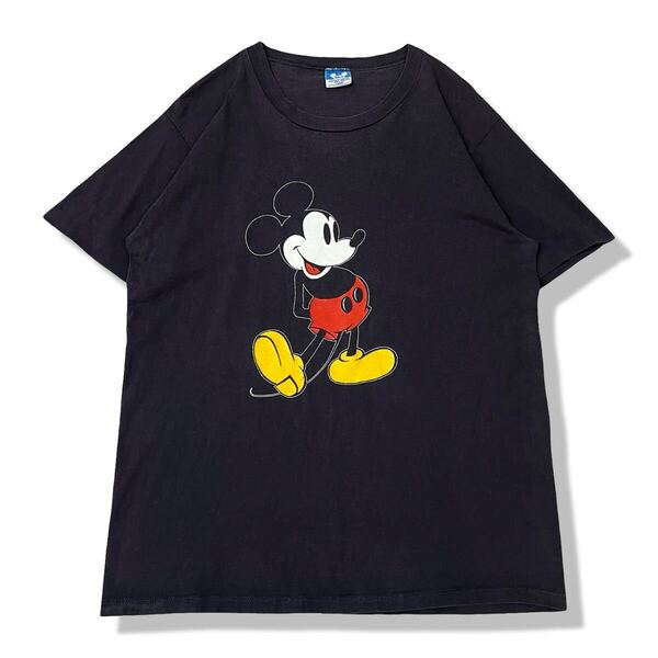 【90s】USA製 公式 オフィシャル ディズニー ミッキーマウス プリントTシャツ ブラック L 半袖 シングルステッチ ビンテージTシャツ 古着