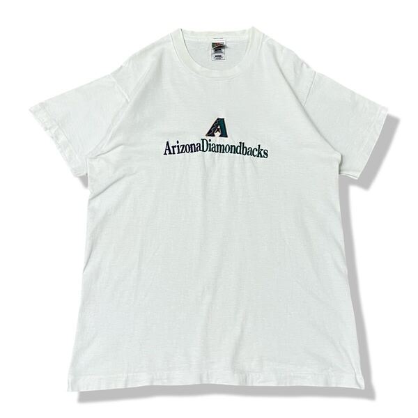 【90s】USA製 MLB アリゾナ・ダイヤモンドバックス 刺繍ロゴTシャツ L メジャーリーグ 野球 半袖 シングルステッチ ビンテージTシャツ 古着