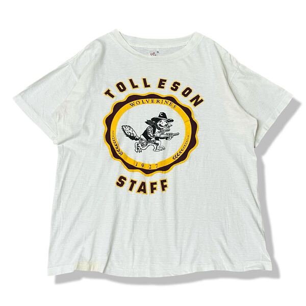 【90s】USA製 トレソン・ユニオン・ハイスクール Wolverines スポーツチーム ロゴTシャツ M 半袖 シングルステッチ ビンテージTシャツ 古着