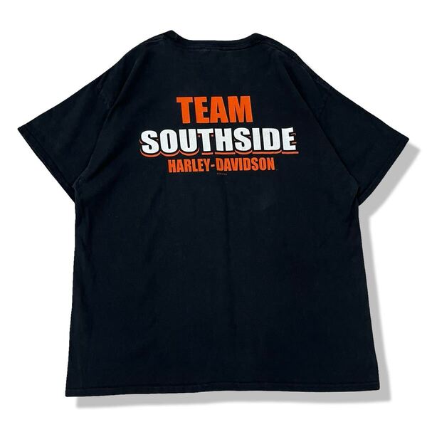 2012 ハーレーダビッドソン SOUTHSIDE エンブレムロゴTシャツ XL モーターサイクル サウスサイド 半袖 両面プリント バイクTシャツ 古着