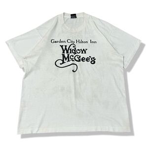 【90s】USA製 ヒルトン Widow McGee's メッセージプリントTシャツ L スクリーンスターズ 半袖 シングルステッチ ビンテージTシャツ 古着