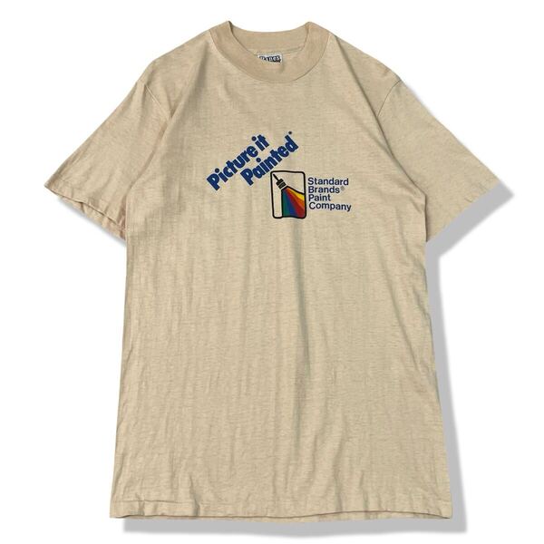 【ヴィンテージ】80s USA製 Hanes(ヘインズ) Standard Brands Paint 企業物 ロゴTシャツ M 半袖 シングルステッチ ビンテージTシャツ 古着