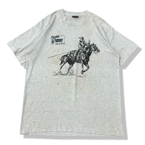 【90s】USA製 Cole's Cowboy Supply カウボーイ デザインTシャツ L スクリーンスターズ 半袖 シングルステッチ ビンテージTシャツ 古着