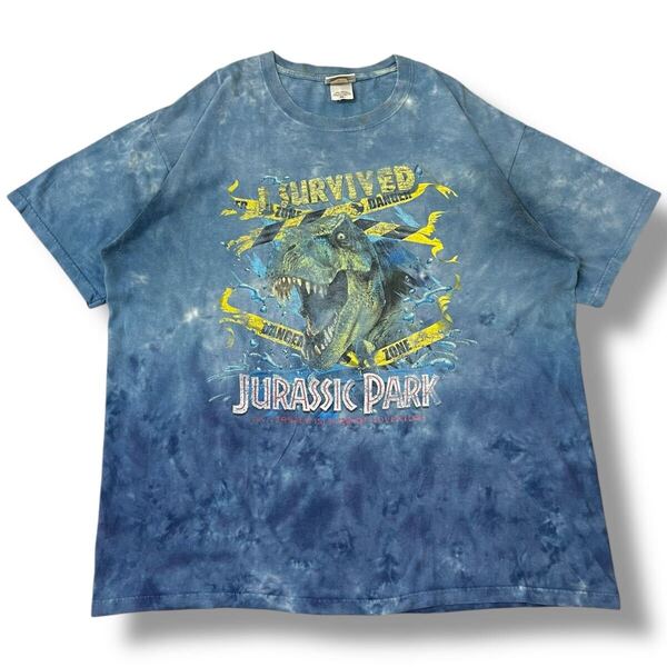 【00s】UNIVERSAL STUDIOS(ユニバーサルスタジオ) ジュラシックパーク 公式 タイダイ柄 プリントTシャツ XL 半袖 ビンテージTシャツ 古着