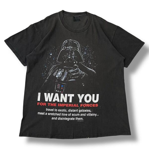【90s】STAR WARS(スターウォーズ) ダースベイダー「I WANT YOU」プリントムービーTシャツ 実寸:L タルテックス 半袖 ビンテージTシャツ