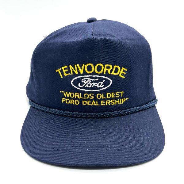 【90s】Tenvoorde Ford フォード 企業モノ トラッカーキャップ ネイビー 5パネル スナップバック 刺繍ロゴ ヴィンテージキャップ 帽子