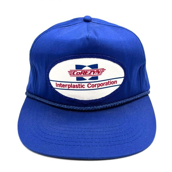 【90s】COREZYN 企業モノ トラッカーキャップ ブルー 5パネル スナップバック ワッペンロゴ ヴィンテージキャップ 帽子