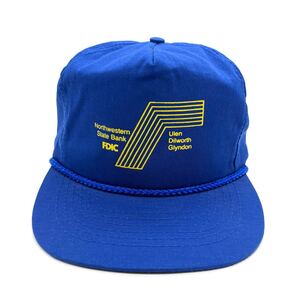 【90s】Otto Cap(オットーキャップ) FDIC 企業モノ トラッカーキャップ ブルー 5パネル プリントロゴ ヴィンテージキャップ 帽子