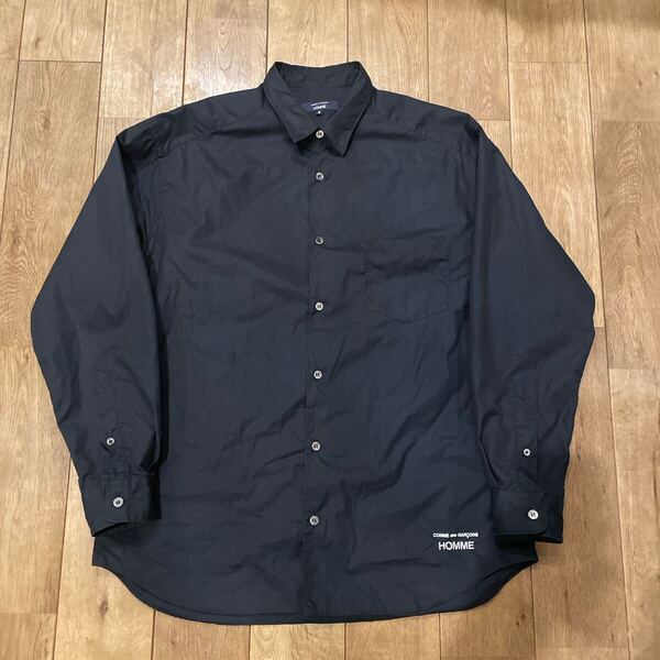 COMME des GARONS HOMME 黒 長袖シャツ S ロゴ刺繍