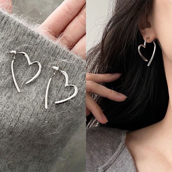 ハート ピアス K18ポスト シルバー silver925 ハーフハートピアス 両耳 アレルギー対応 可愛い heat ハートモチーフ レディース 錆びない