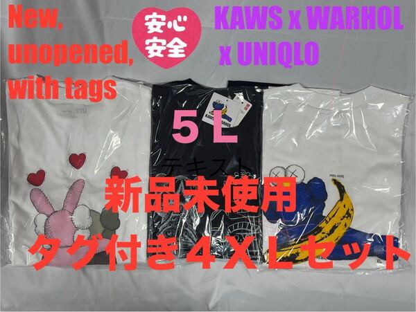 4XL☆新品☆UNIQLO×KAWS+WARHOL カウズ+ウォーホル 3枚④