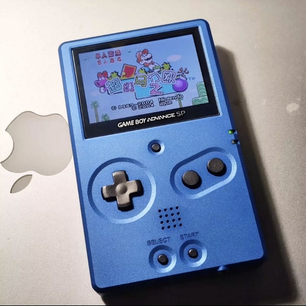 ゲームボーイアドバンス SP IPS液晶 + 非折りたたみアルミボディ 改造用パーツセット gba sp ブルー