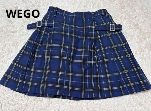 【即決送料無料】レディース 青チェック 制服 ミニスカート WEGO ブルー スクールスカート 服 夏物 中学 高校 学生服 制服 女子 中古