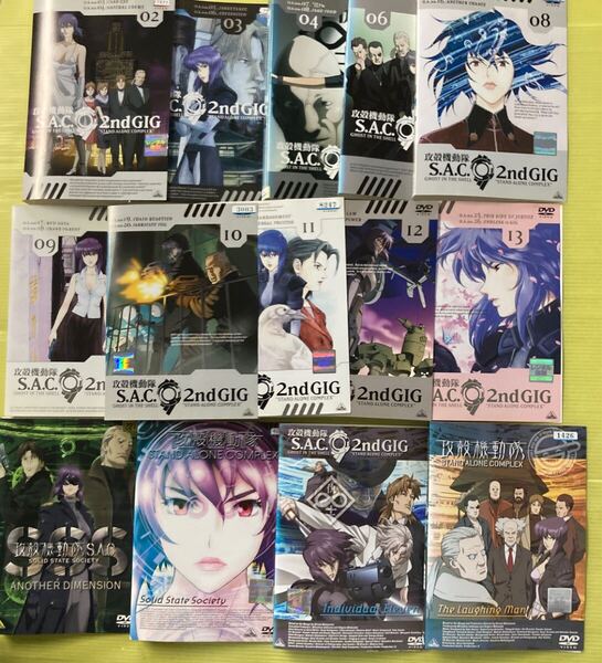 攻殻機動隊 S.A.C.2nd GIG 10巻(vol.1,5,7欠品) 劇場版など 4巻 全14巻セット 管理番号32283 DVD レンタル落ち アニメ