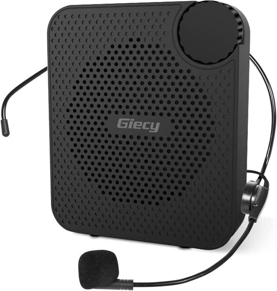拡声器 ポータブル、小型ハンズフリーメガホン 2600mah充電式バッテリー マイク付き ポータブルボイスアンプPAシステム ツアー 会議など